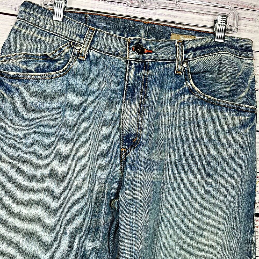 SilverTab Men's 33(32x30) Baggy Y2K Light Wash Denim Jeans 5-Pocket Logo Cotton